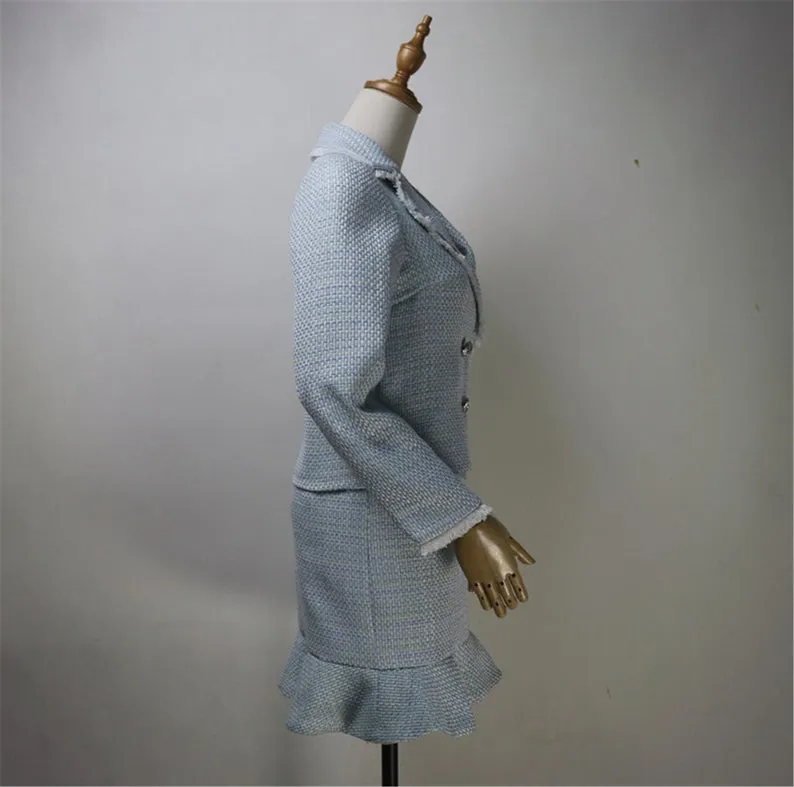 Womens Designer Inspired Custom Made Tweed Short Blazer   Fishtail Mermaid Skirt Suit