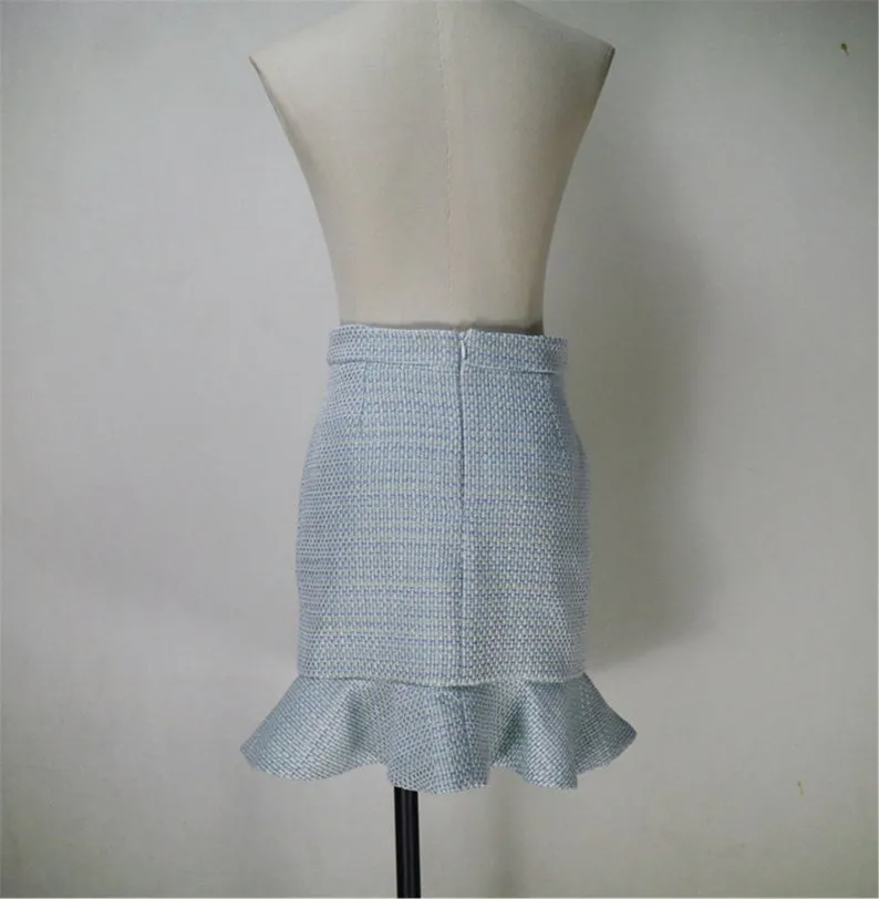 Womens Designer Inspired Custom Made Tweed Short Blazer   Fishtail Mermaid Skirt Suit
