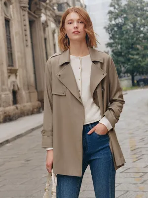 Wool Lapel Crop Trench Coat