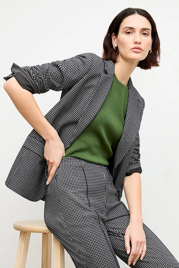 Yiyan Blazer - Stretch Houndstooth :: Black/White