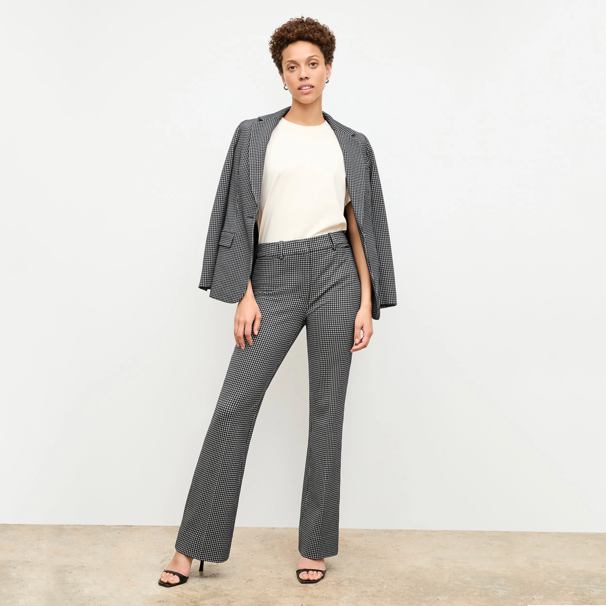 Yiyan Blazer - Stretch Houndstooth :: Black/White