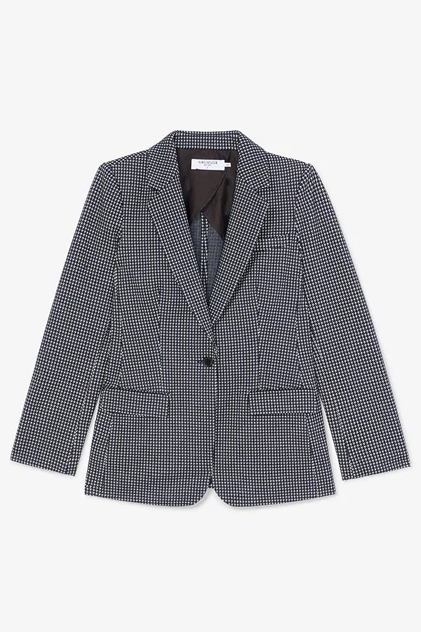 Yiyan Blazer - Stretch Houndstooth :: Black/White