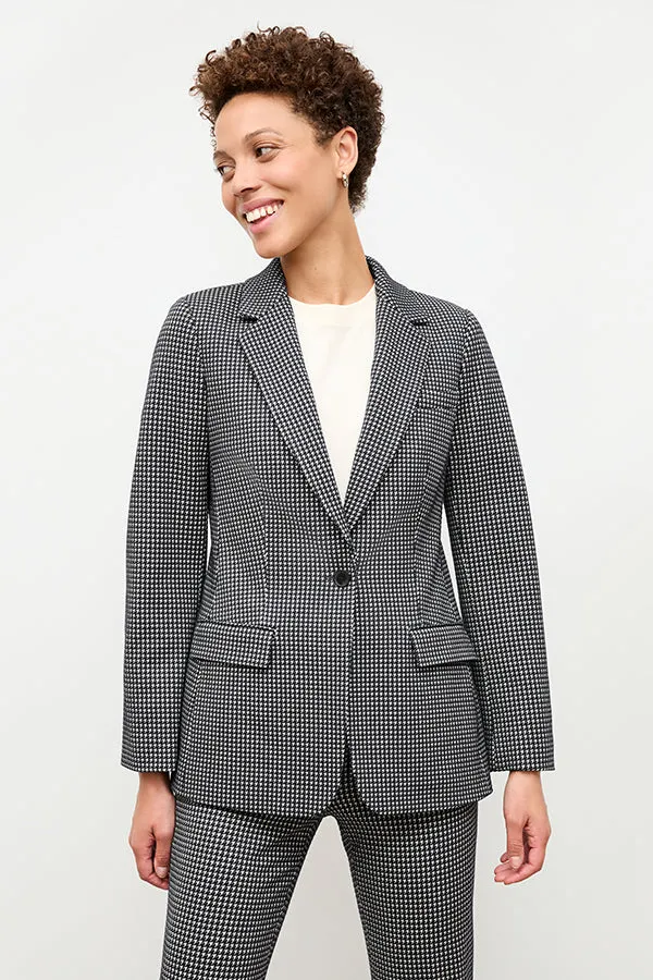 Yiyan Blazer - Stretch Houndstooth :: Black/White