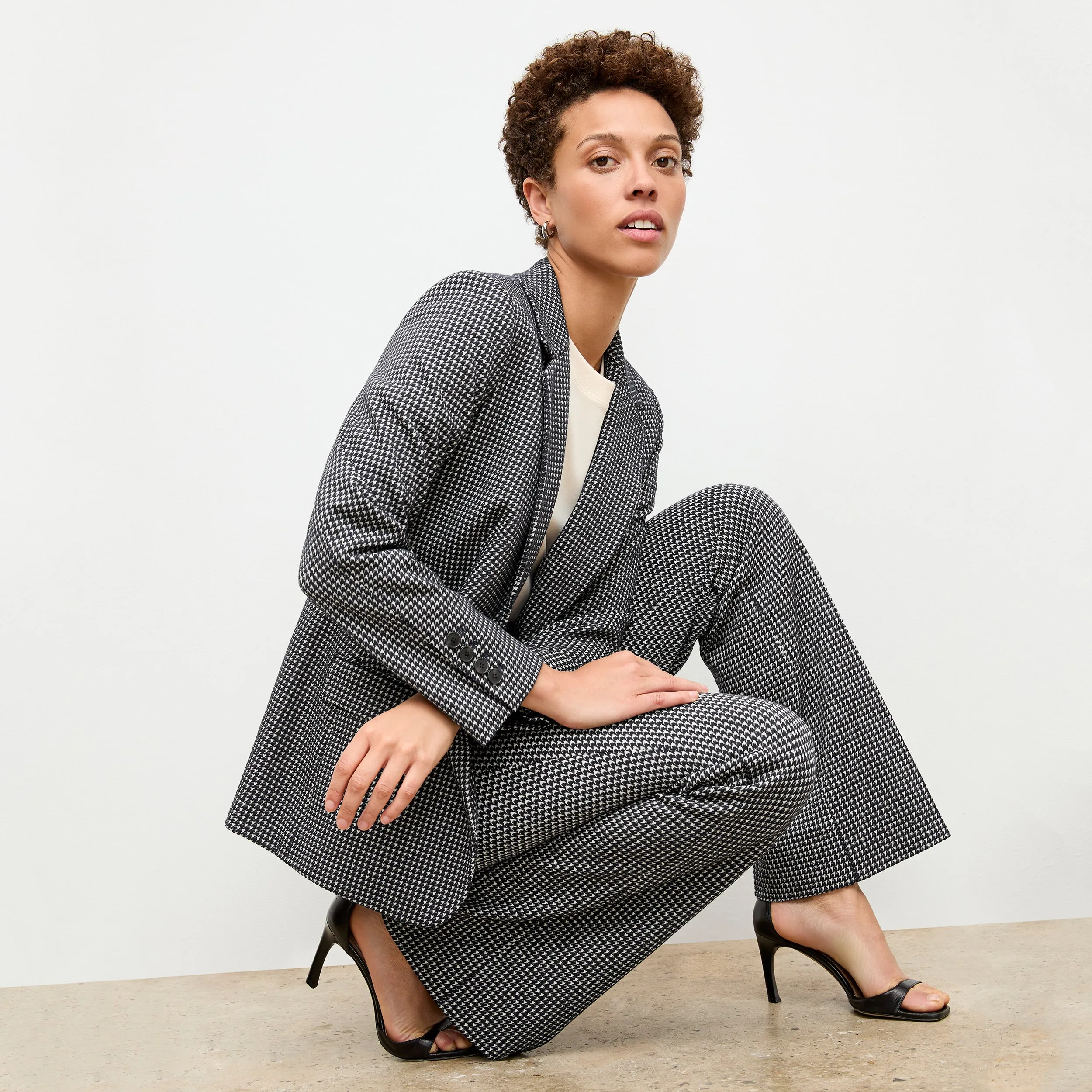 Yiyan Blazer - Stretch Houndstooth :: Black/White